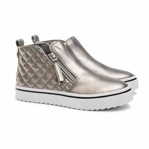 Steve Madden Kids Metallic High Top Sneakers Toddler Girl Size 12 Quilted Zip